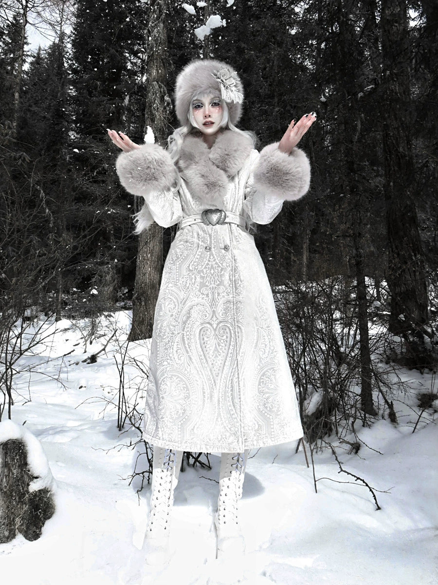 Snowy Country Faux Fox Fur Coat Set