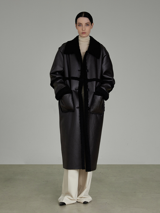 Matte Long Fur Coat with a High Level Sense to the Small Crowd