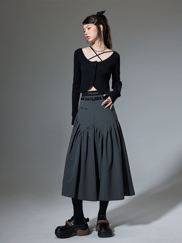 Double Waist - Irregular Academy Skirt