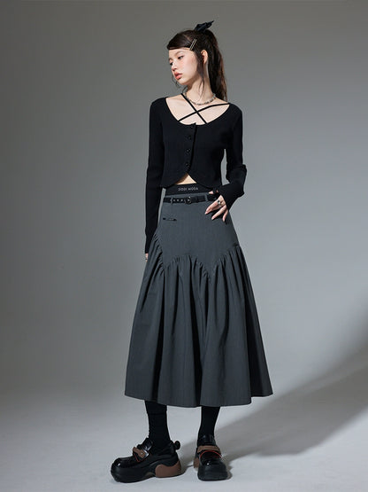 Double Waist - Irregular Academy Skirt