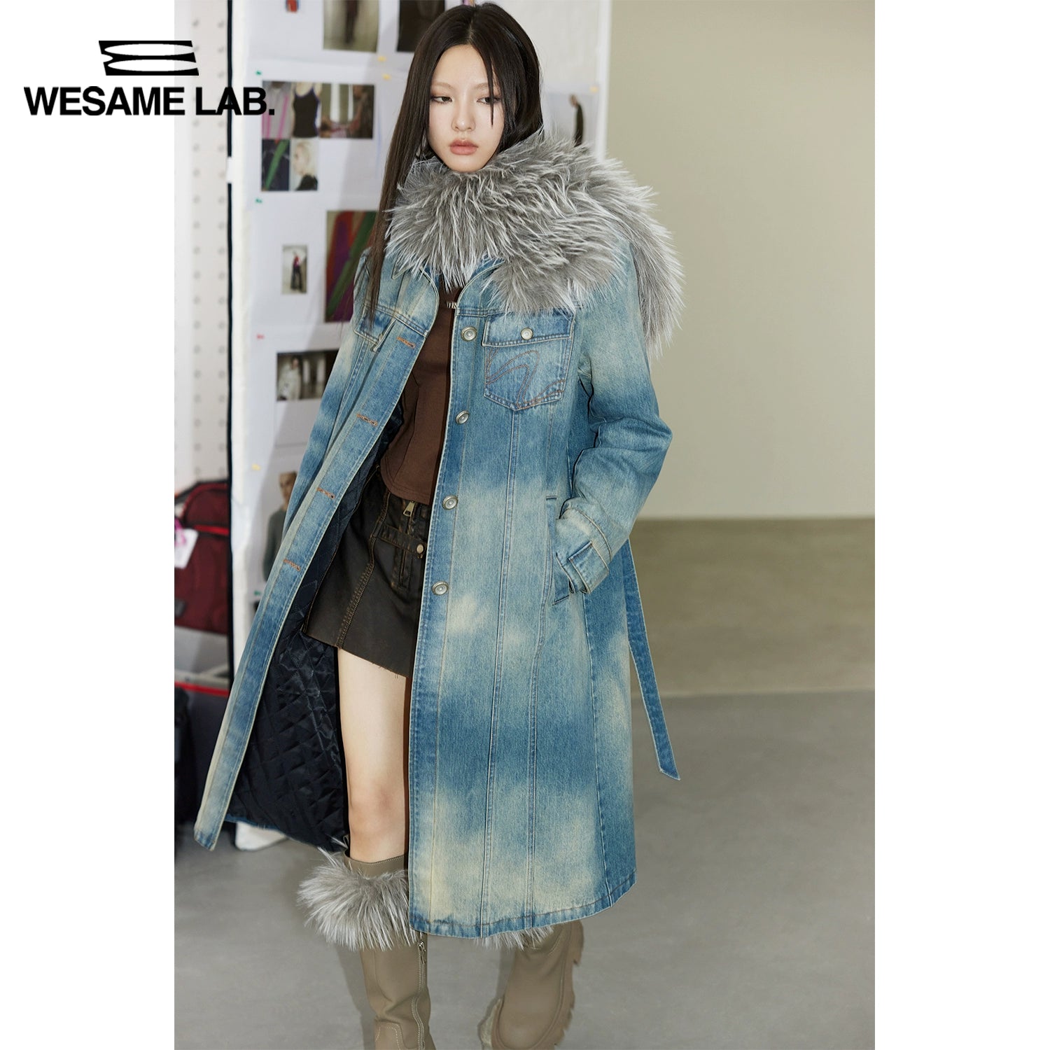 Winter Detachable Imitation Mink Fur Collar Coat