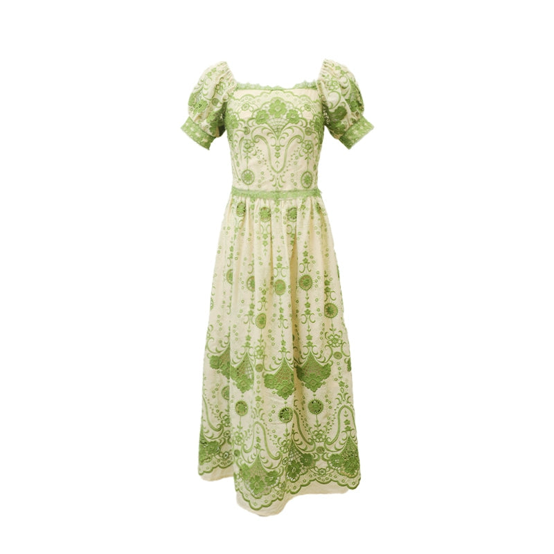 Mid Summer Mint Large Swing Embroidery Dress