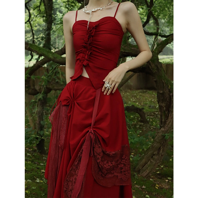 Red Tank Top Summer Bridesmaid Dress