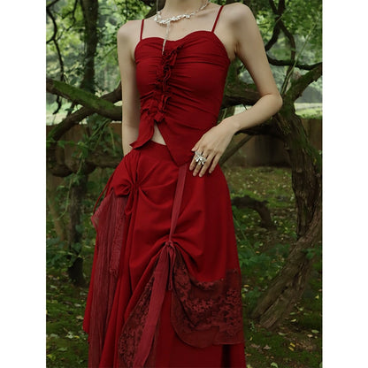 Vestido de dama de honor de verano rojo