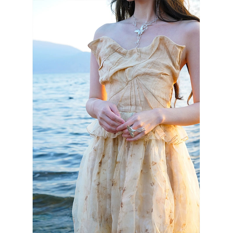 Sweet Flower Bud Silk Dress