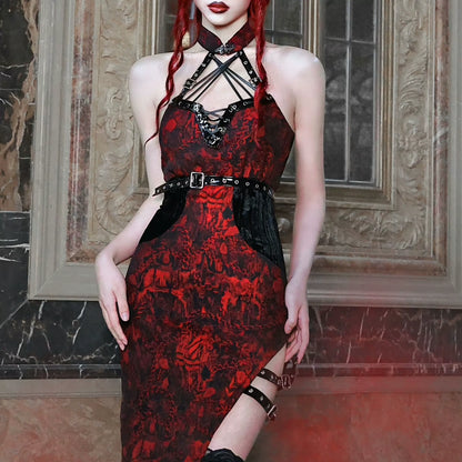 Gothic High Split Qipao Dress