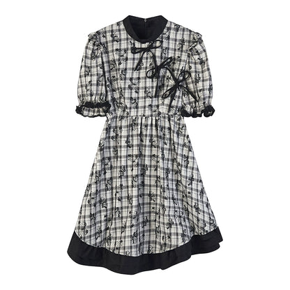 Checker Bow Cheongsam Doll Skirt