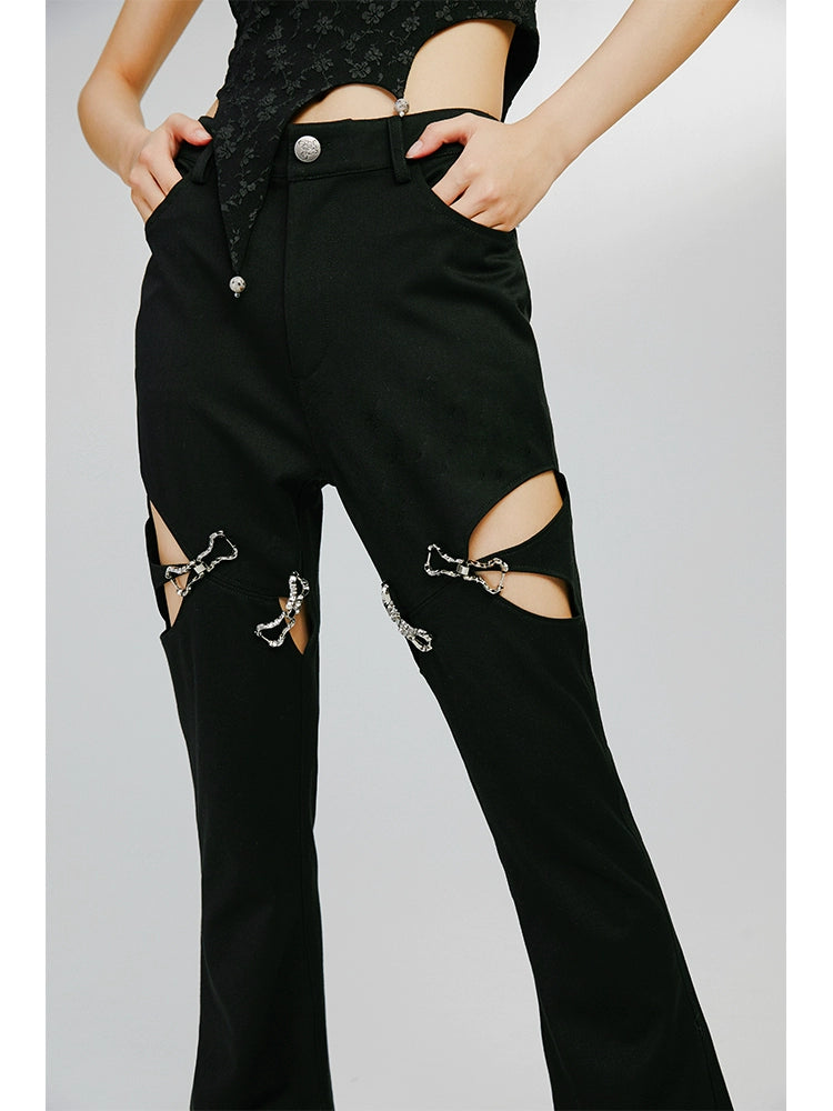 Micro Flare - Hollow Out Black Pants