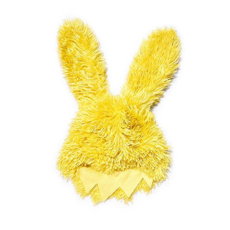 yellow rabbit fur hat