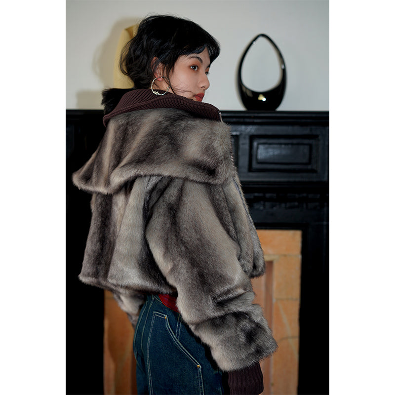 Faux Fur Patchwork Coat