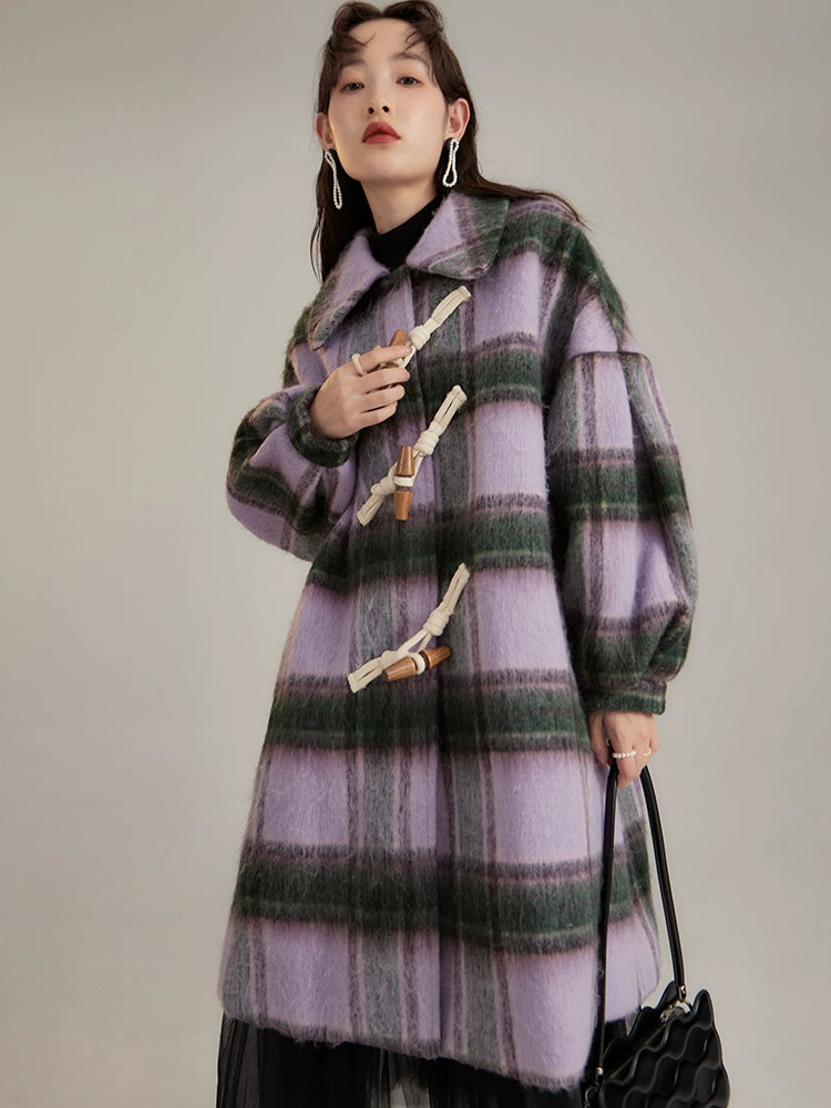 Retro Lantern Sleeves Medium Length Coat