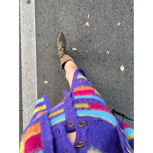 Rainbow Stripe Knitted Cardigan