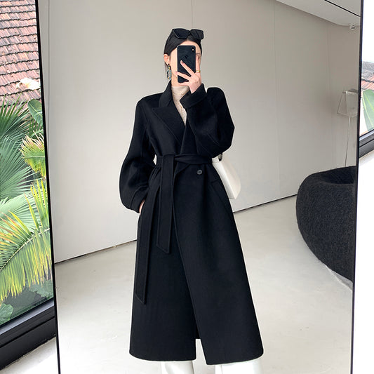 Black Double-Sided Wool Hepburn Coat