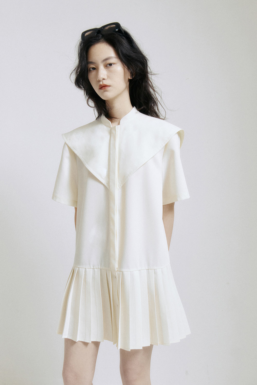 Ivory Sailor Pleats Dress