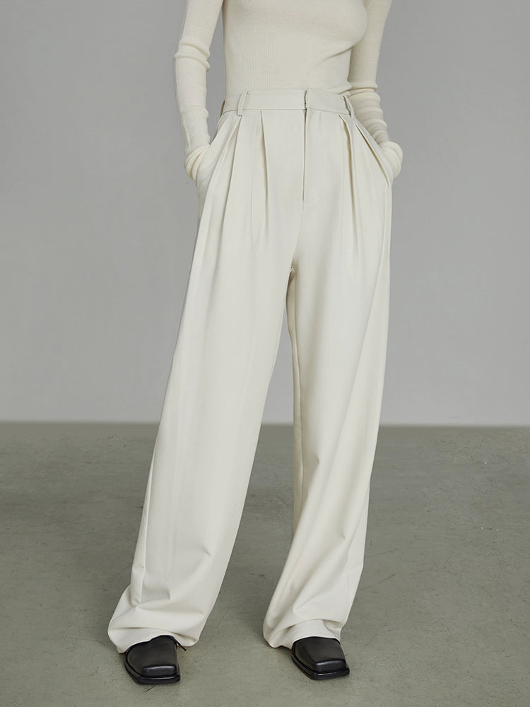 Pantalones de traje de pierna ancha blanca