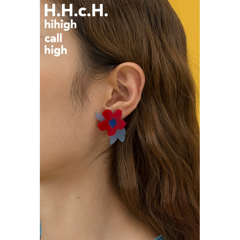 Japanese Asymmetric Flower Acrylic Earrings