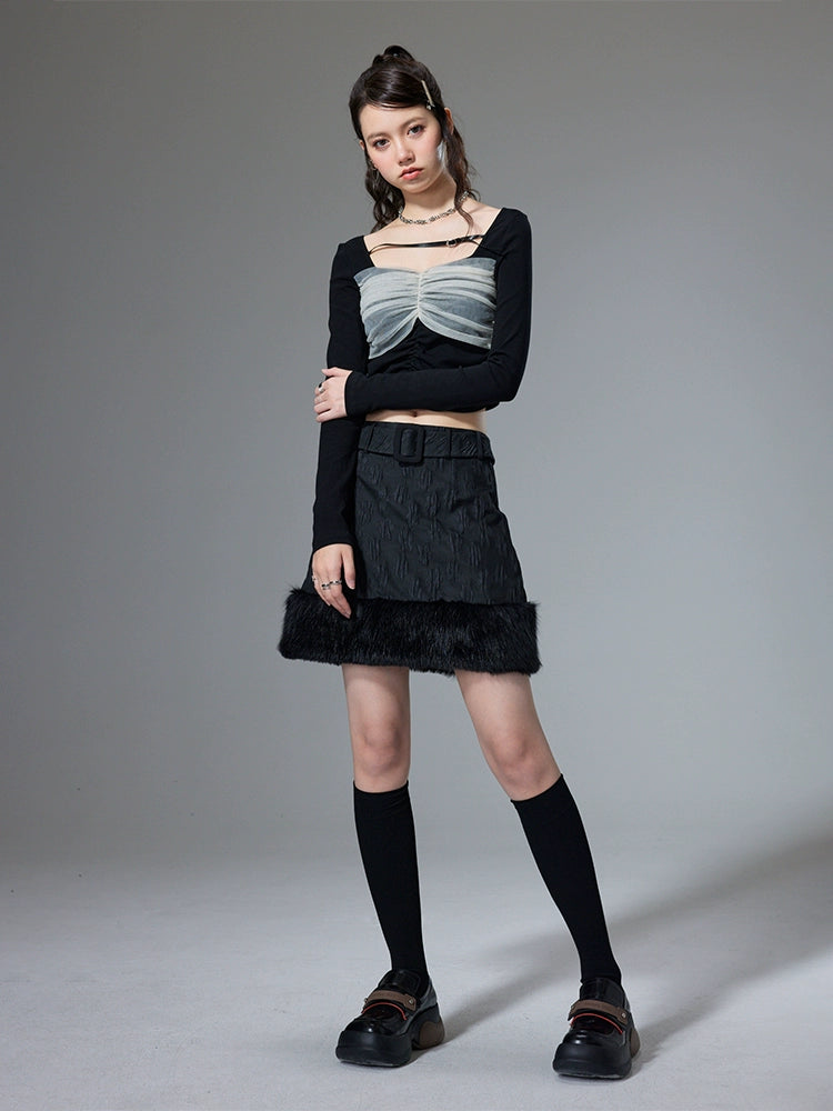 Jacquard Plush Edge - Half Skirt