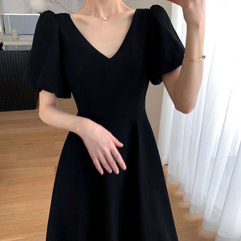 Black V-Neck Dress