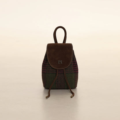 Zaino in pelle scamosciata con griglia rosa verde