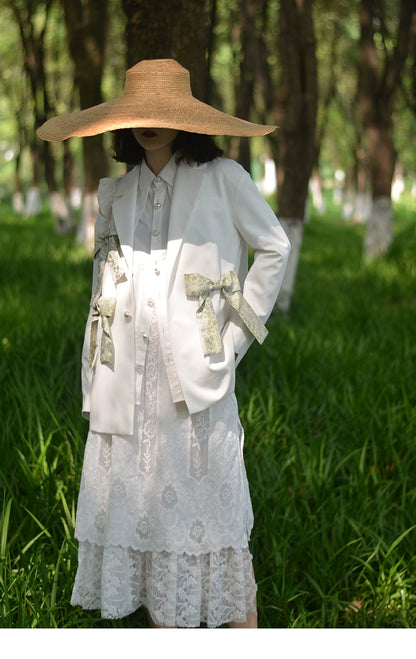 White Bow Tie Suit Coat