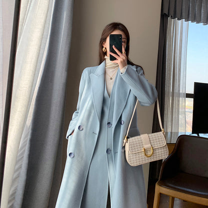 Double-Breasted Wool Coat Set