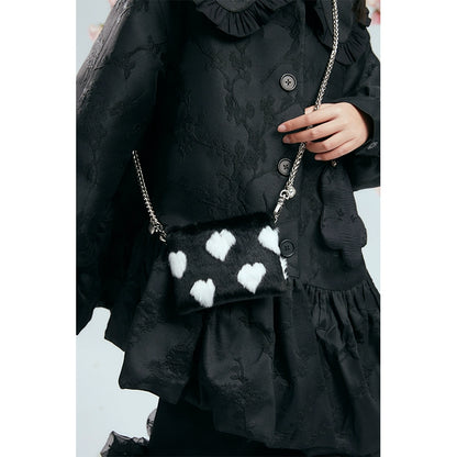 Love Printed - Fur Double Chain Bag
