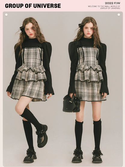 Juniper Plaid - Two-Piece Illusion Dress