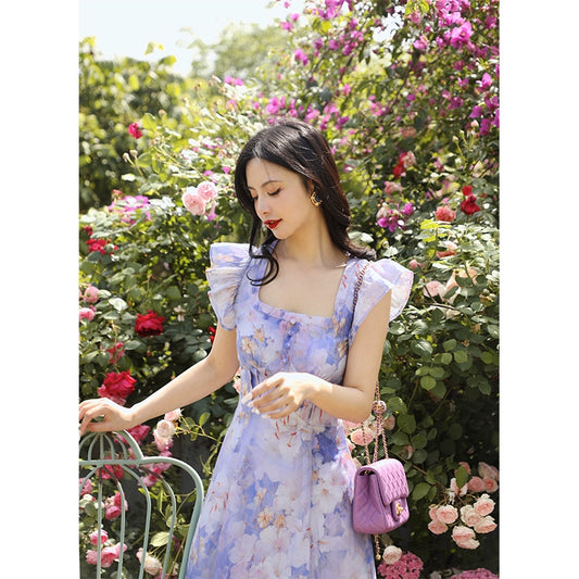 Monet Garden Wrap Purple French Dress