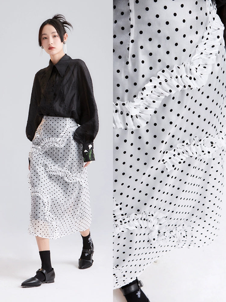 Double Layer Organza Polka Dot Skirt