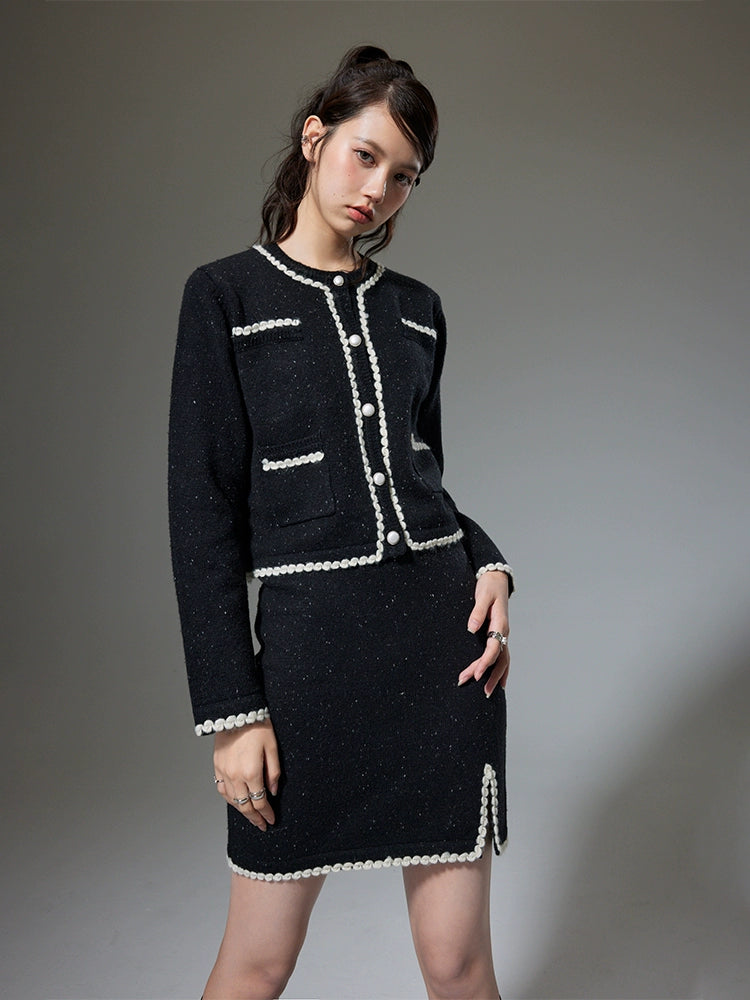 Knitted Set - Long Sleeve Coat & Skirt