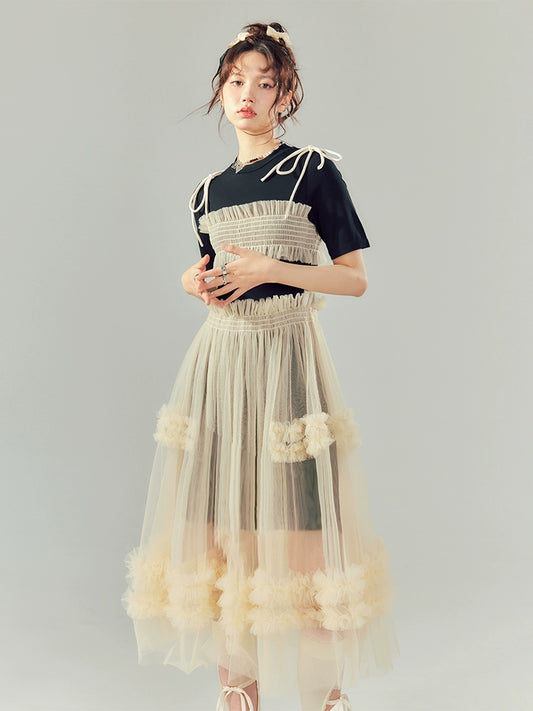 Mesh Patchwork - Fairy Pleated Dress