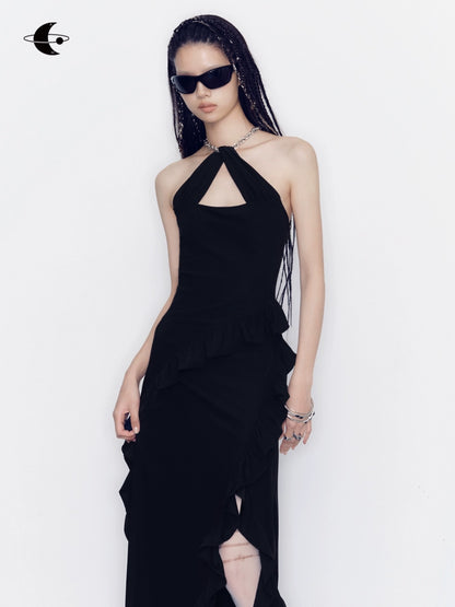 Yuan Lace Slim Fit Hanging Neck Dress