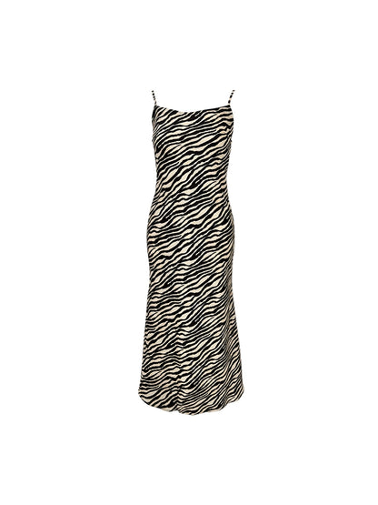 Zebra V-Neck Long Dress