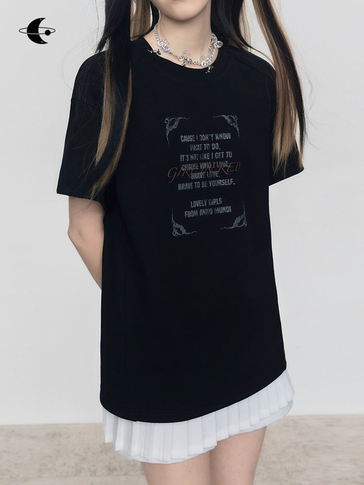 T-shirt de coton de la lettre vintage