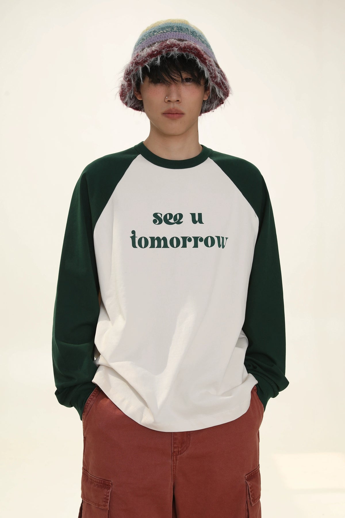 Raglan Sleeves Letter Print T-Shirt