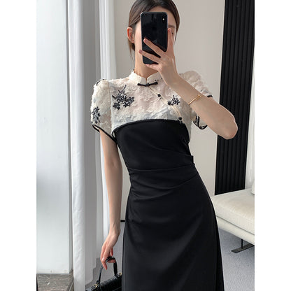 Retro Chinese Dress - Black