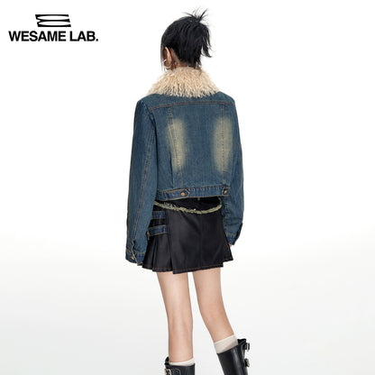 Fashion Washable Denim Collar Warm Short Cotton Coat