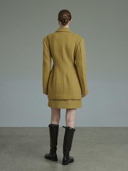 Mustard Wool Slim Suit Coat