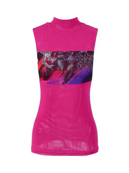 Psychedelic Mesh High Neck Vest