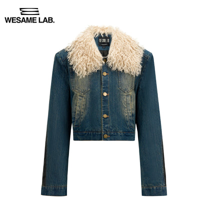 Fashion Washable Denim Collar Warm Short Cotton Coat