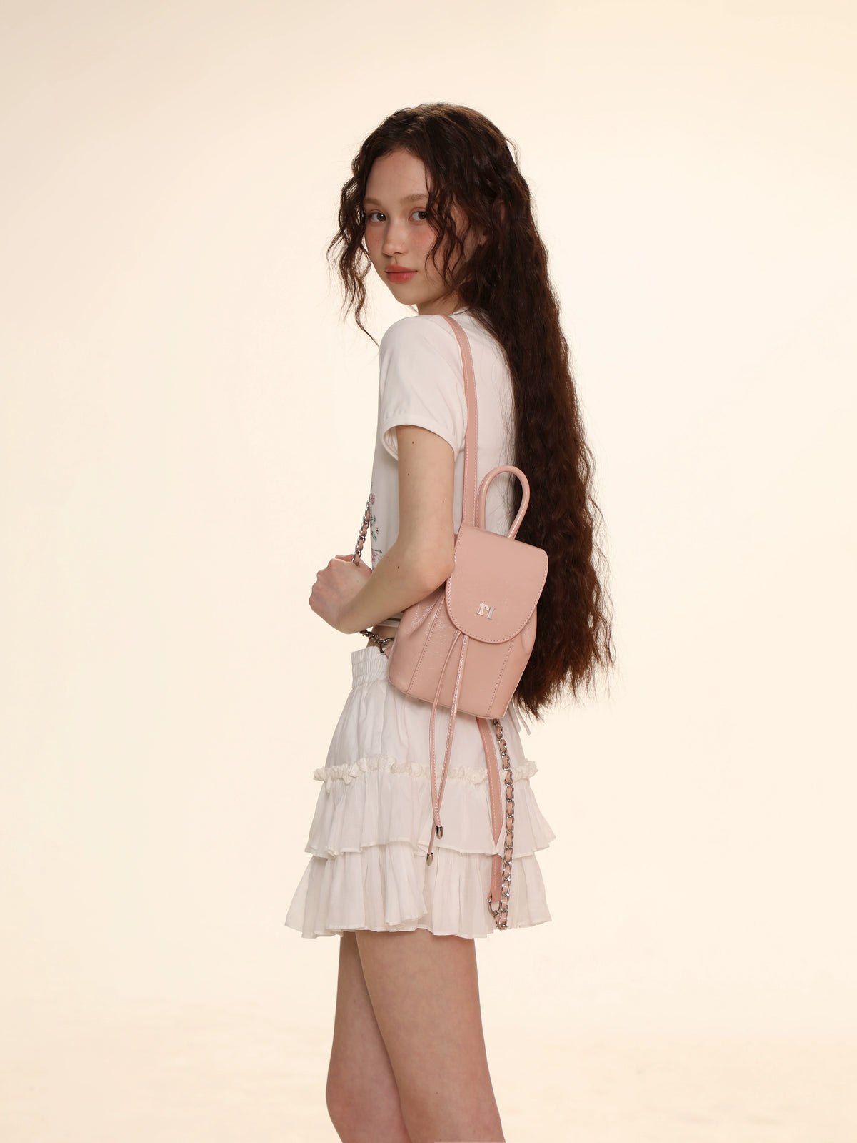 Mini Chain Backpack with Drawstring