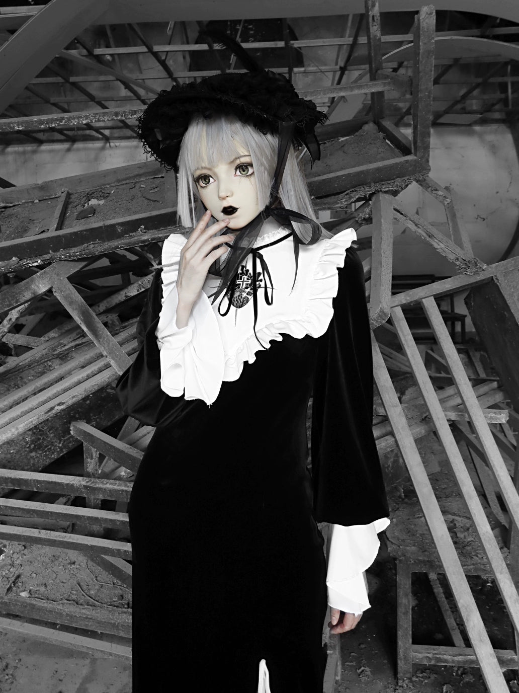Nun Gothic Velvet Slim Dress