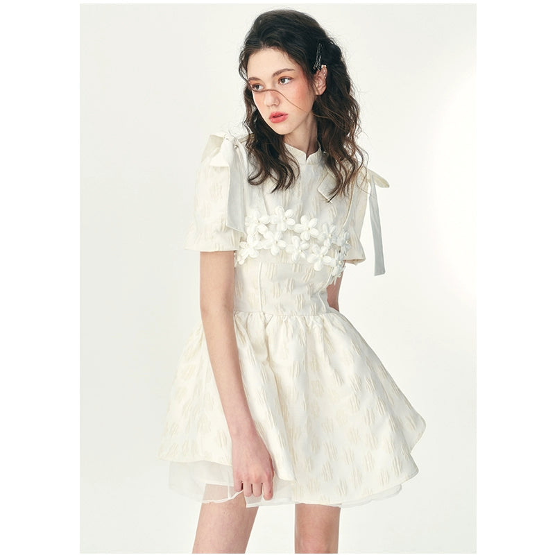 New Chinese Style White Dress