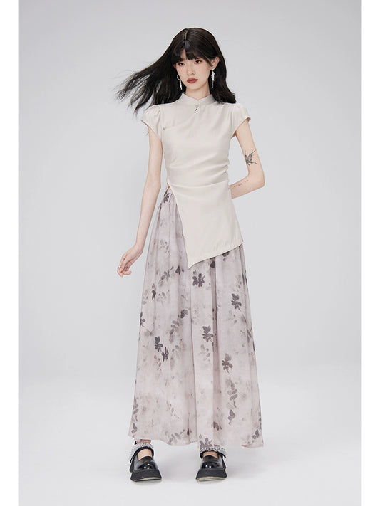 Diagonal Cheongsam Two Piece