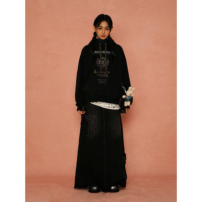 Retro Printed Woolen Rope Sweater