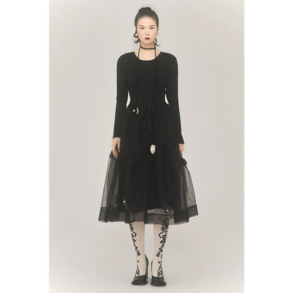 Black Woolen Organza Skirt