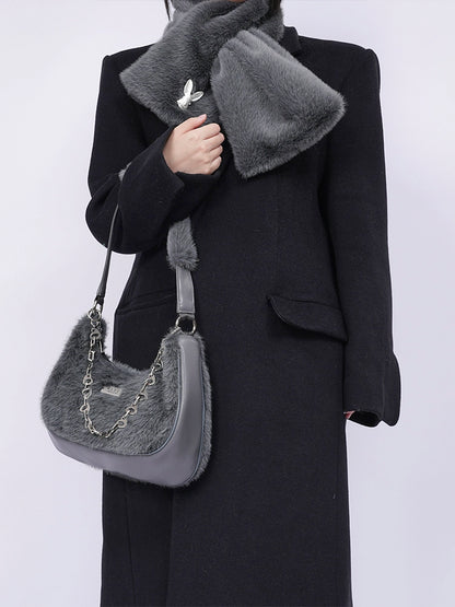 Grey Fur Underarm Bag