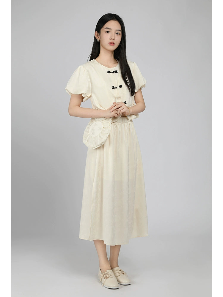 New Chinese Top Skirt Set