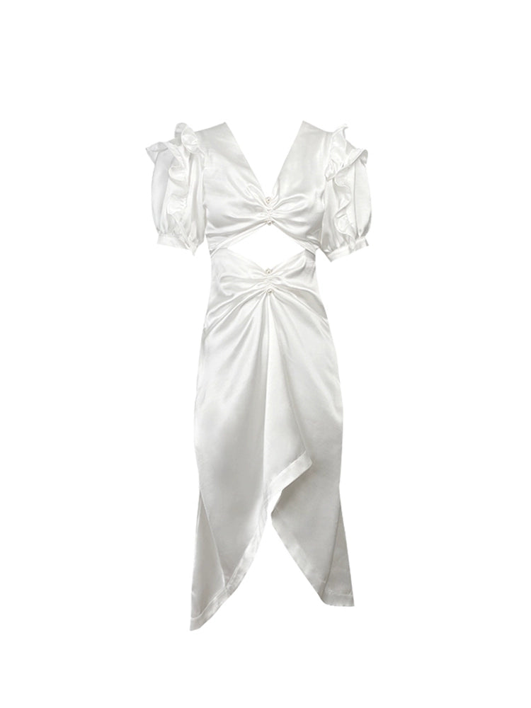 Robe d'été à volants blancs