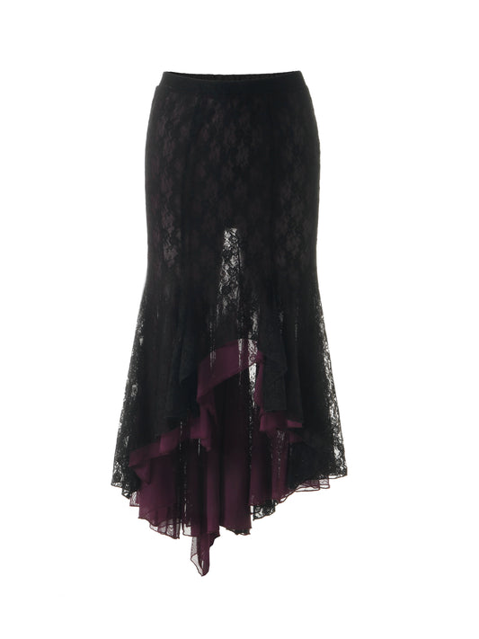 Black Gauze Fishtail Skirt